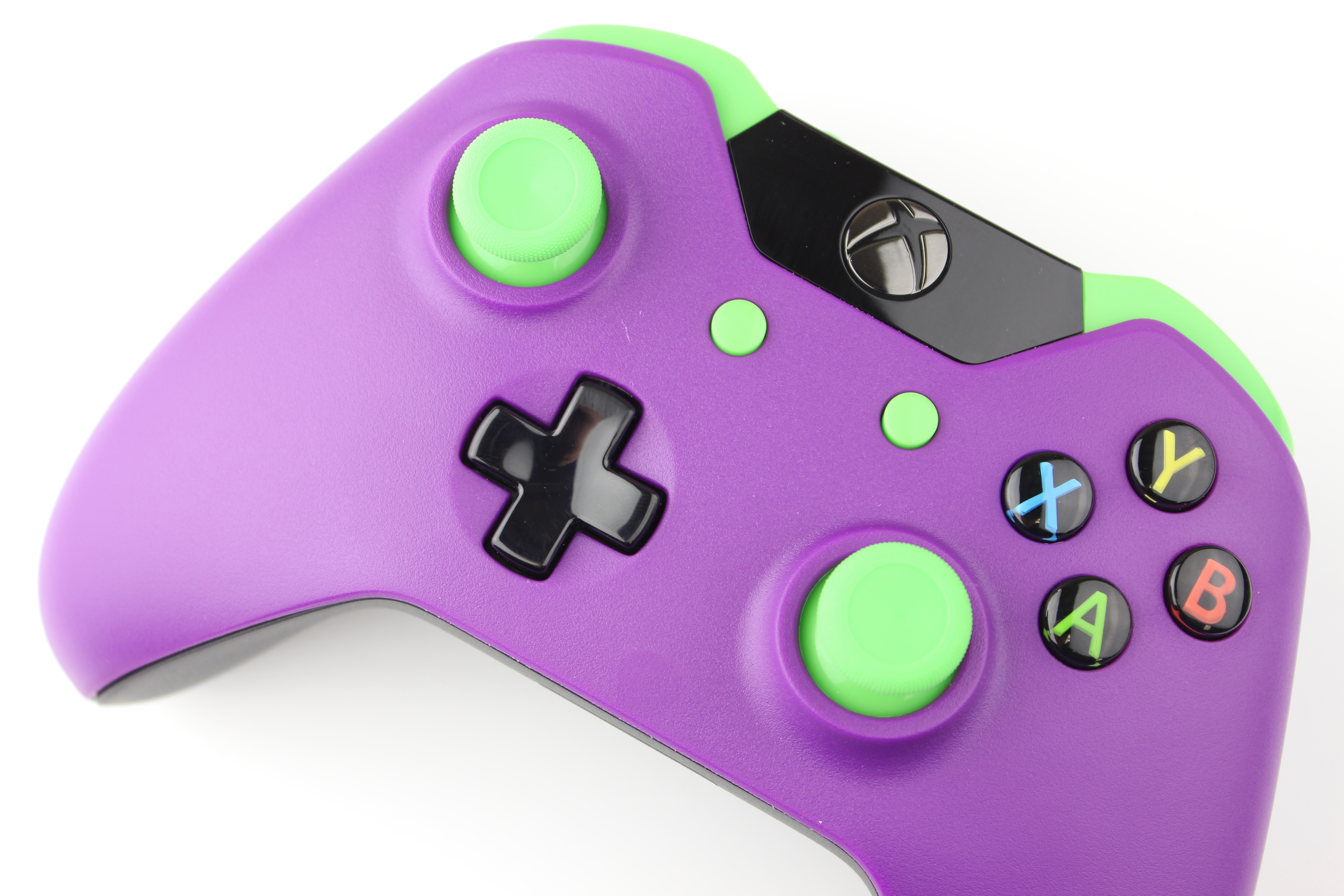 purple and green xbox one controller