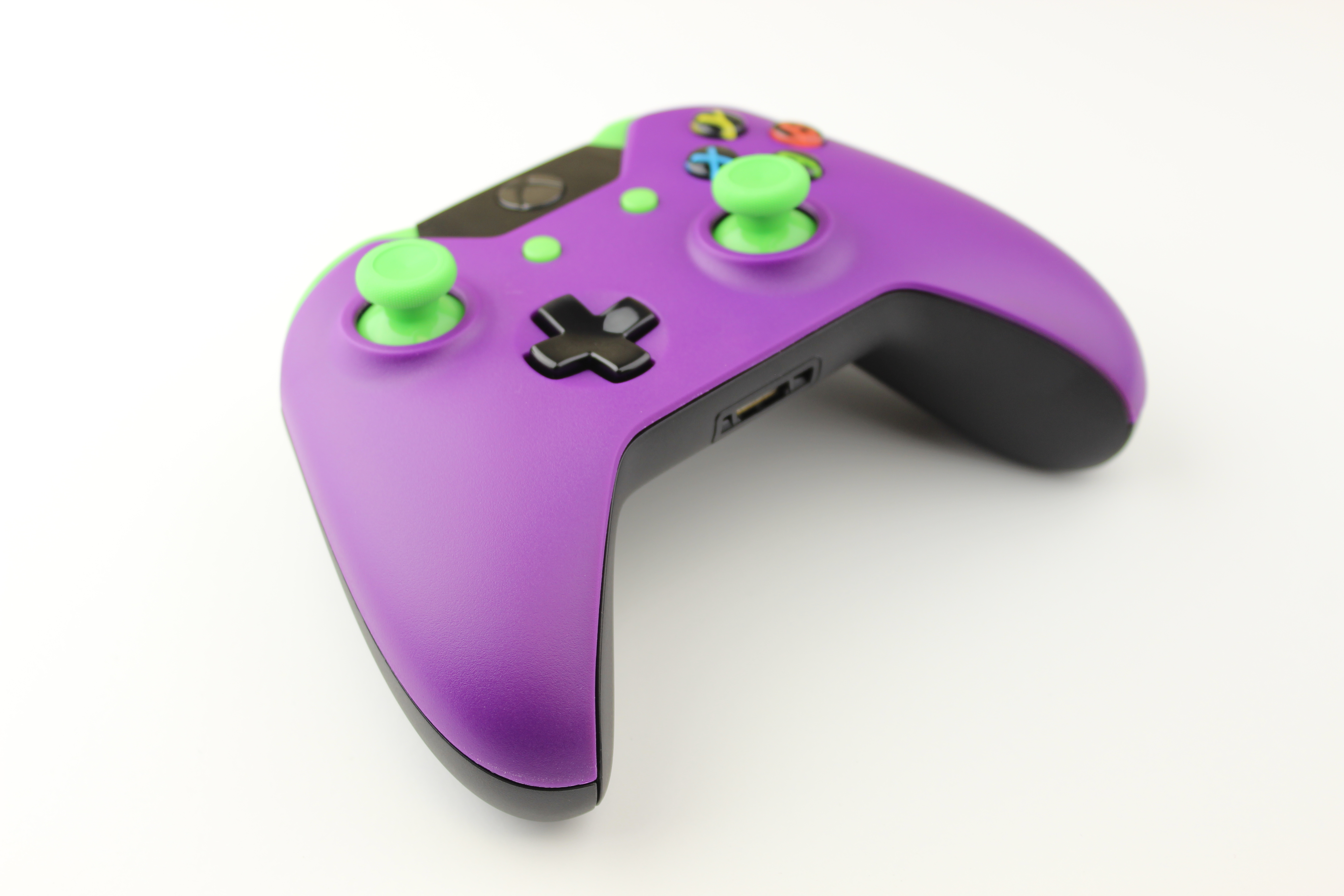 purple and green xbox one controller